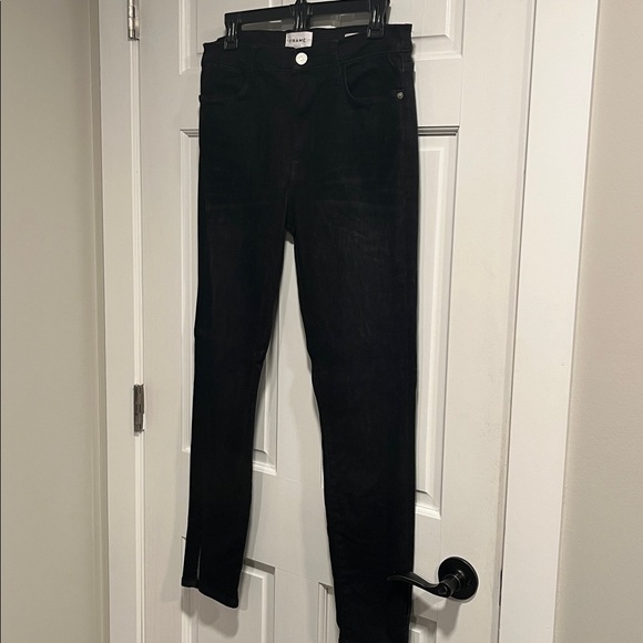 FRAME Le High Skinny in Corvo Slit Black Color Size 31 - Picture 3 of 8